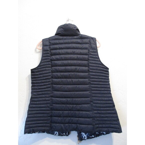 Nautica Womens Reversible Puffer Vest Sz L Navy Blue Zip Front Medium Weight - Picture 2 of 8